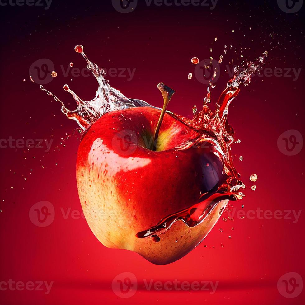 illustation of apple with a water splash photo