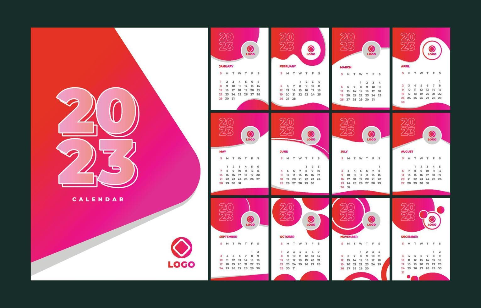 Corporate Calendar 2023 Template vector