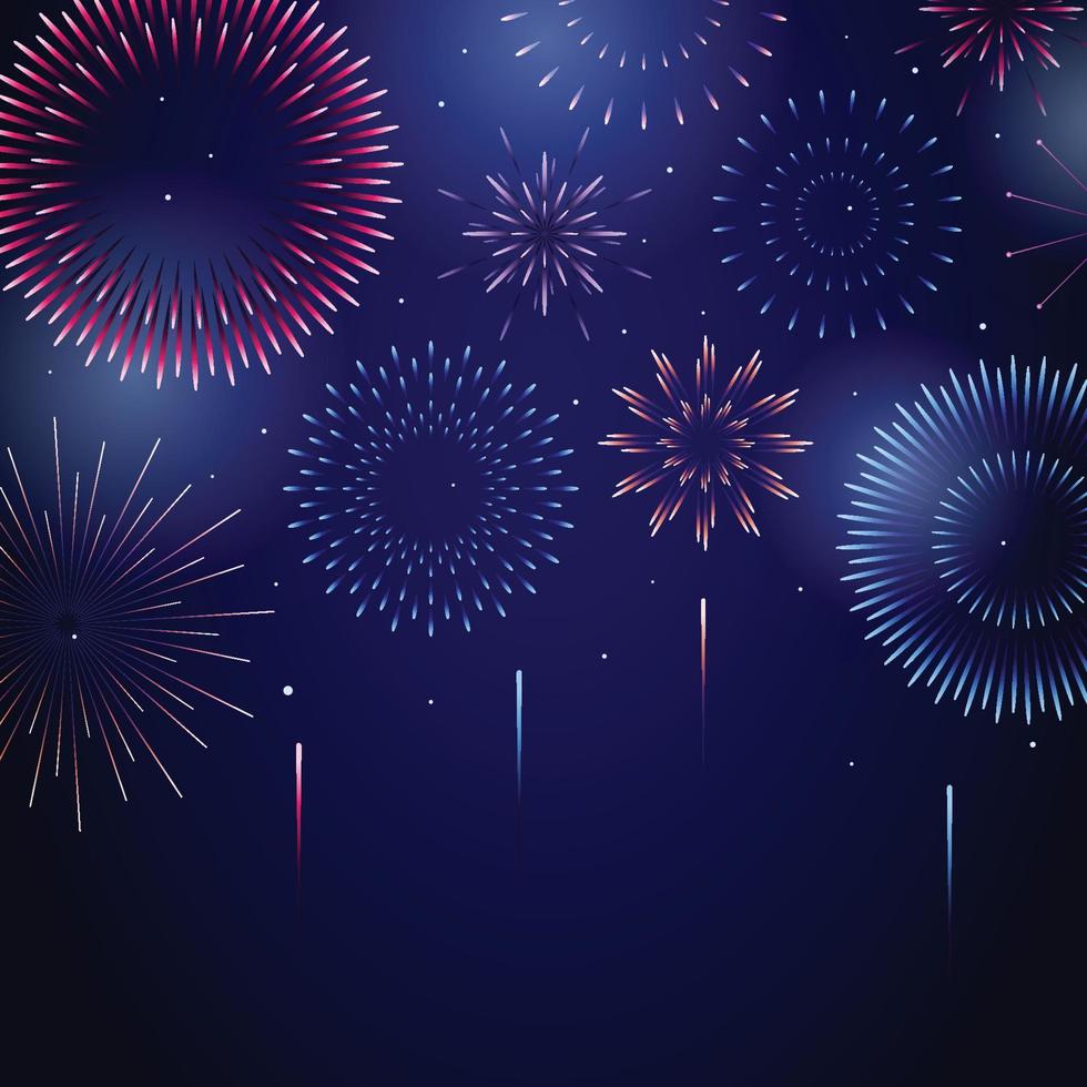 Colorful Firework with Dark Background vector