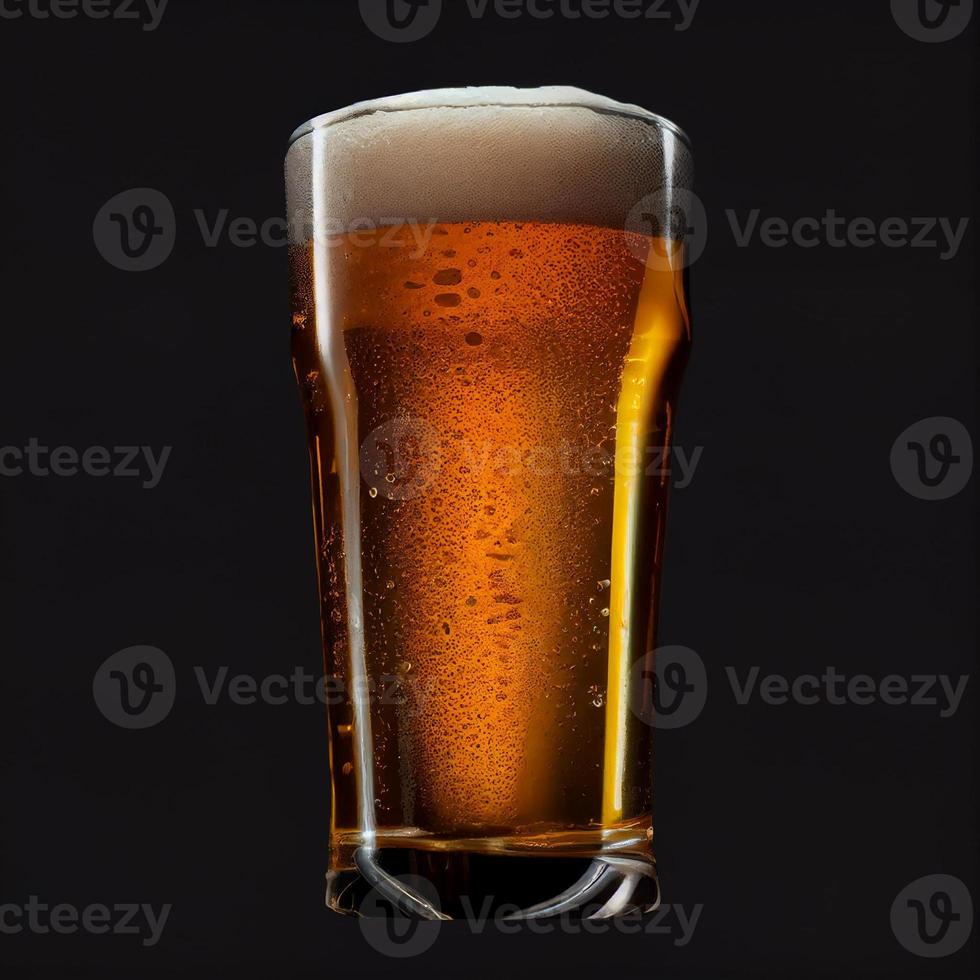 a glass of beer on black background photo