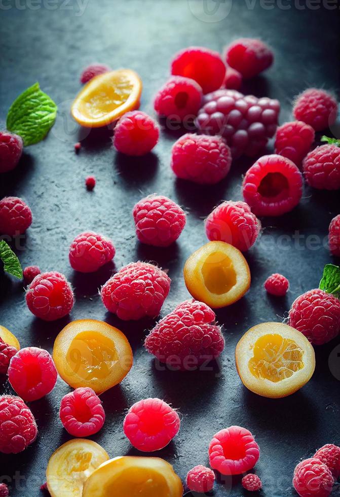 red fresh of raspberry fruit photo