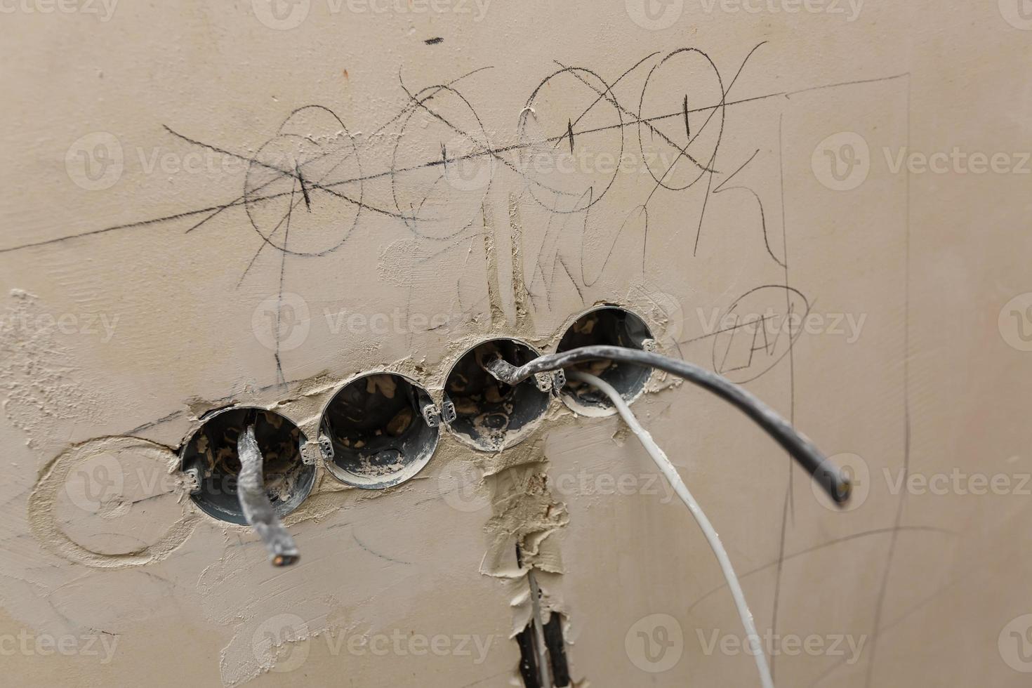 repair, renovation, electricity and people concept - close up of electrician photo