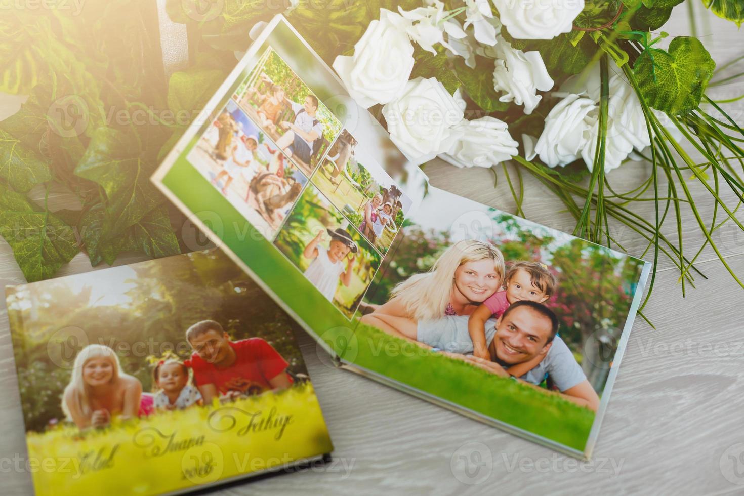 family photo book in spring decor