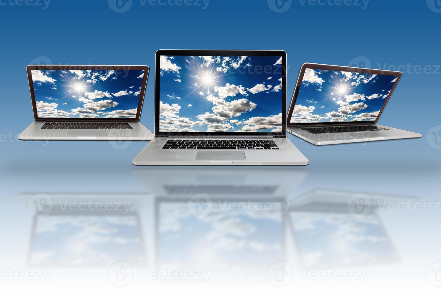 Isolated laptop with empty space computer sky photo