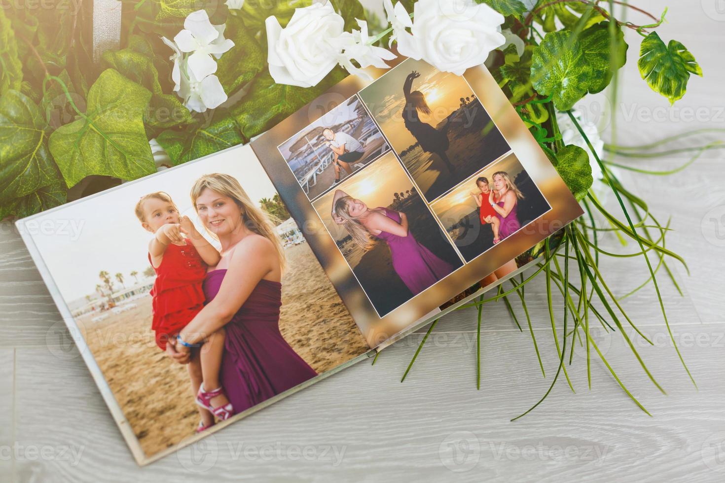 family photo book in spring decor