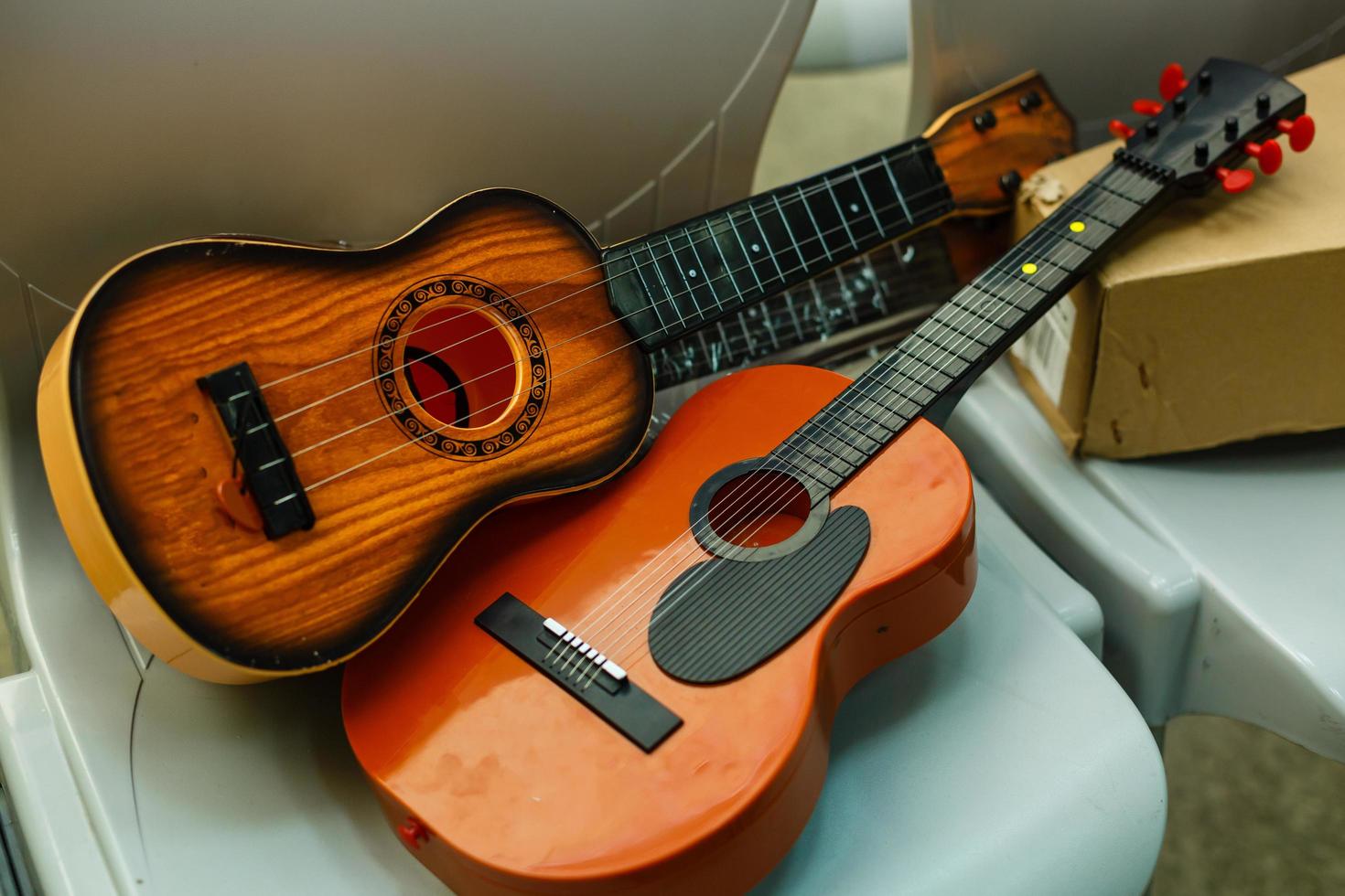 two guitars lie before the concert photo