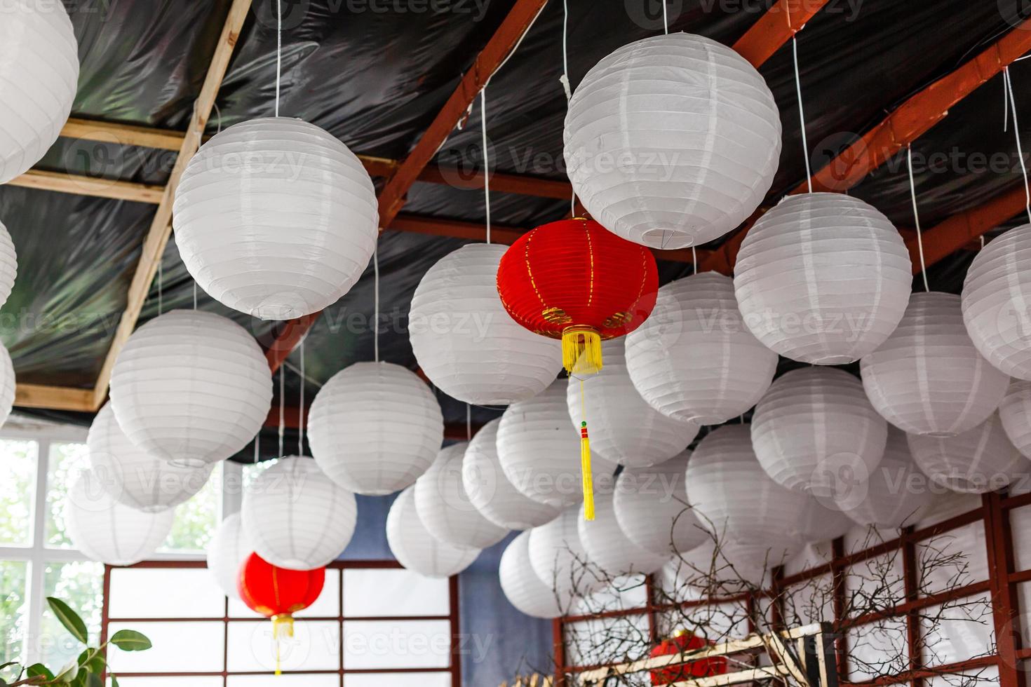 One of the numerous colorful paper lantern shops photo