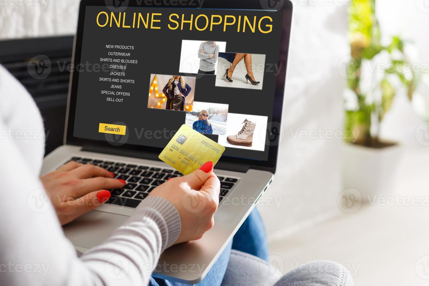 shopping, technology and internet concept young girl photo