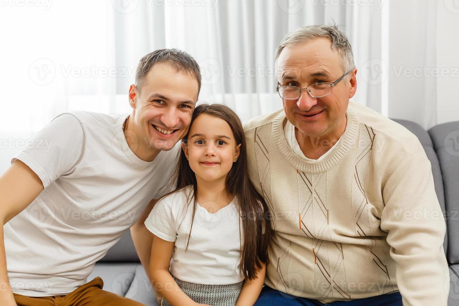 Three generation family portrait photo