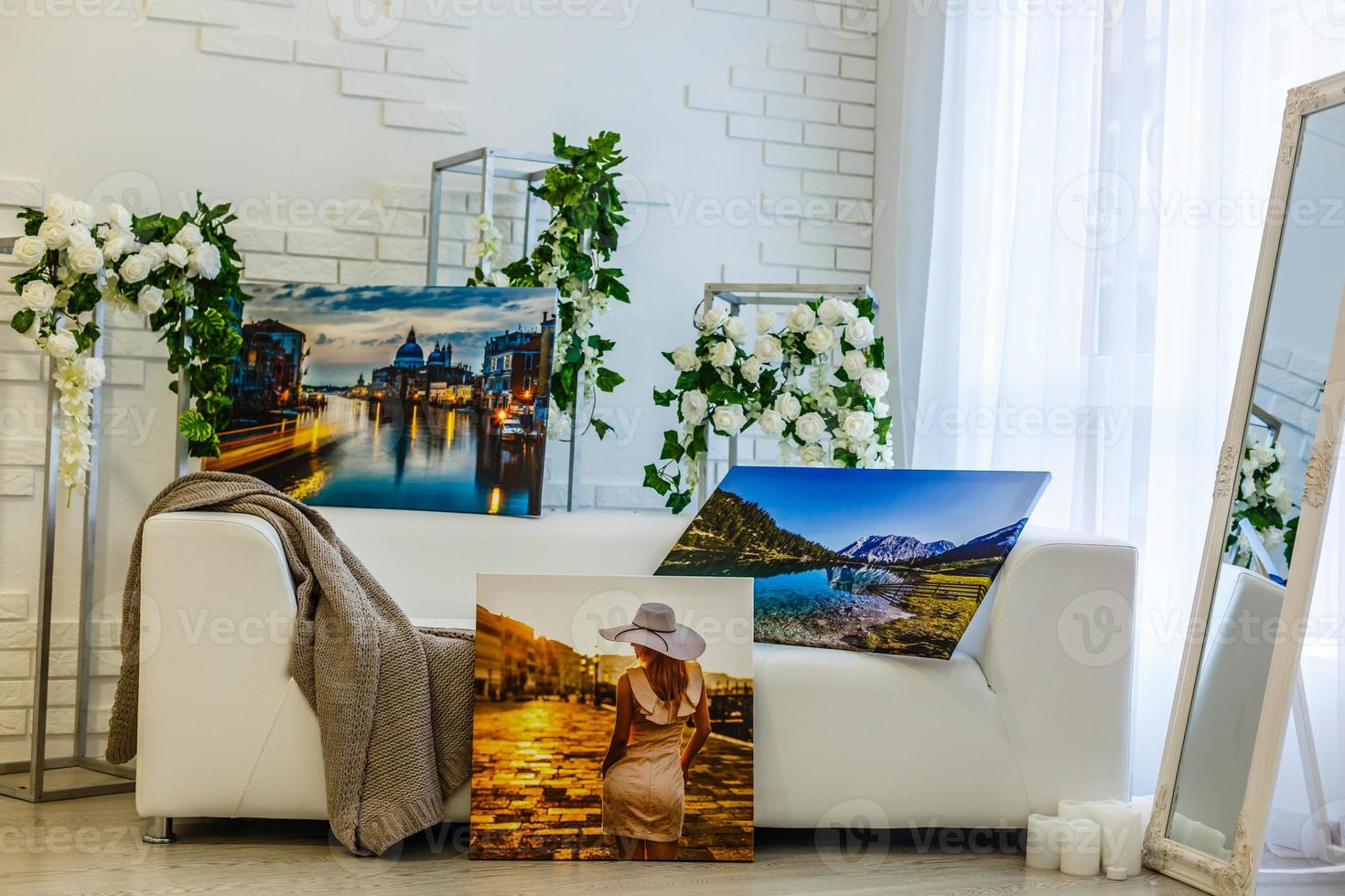 Modern lliving room interior with Cliffs of Moher canvas on the wall - it is my photo available in shutterstock gallery