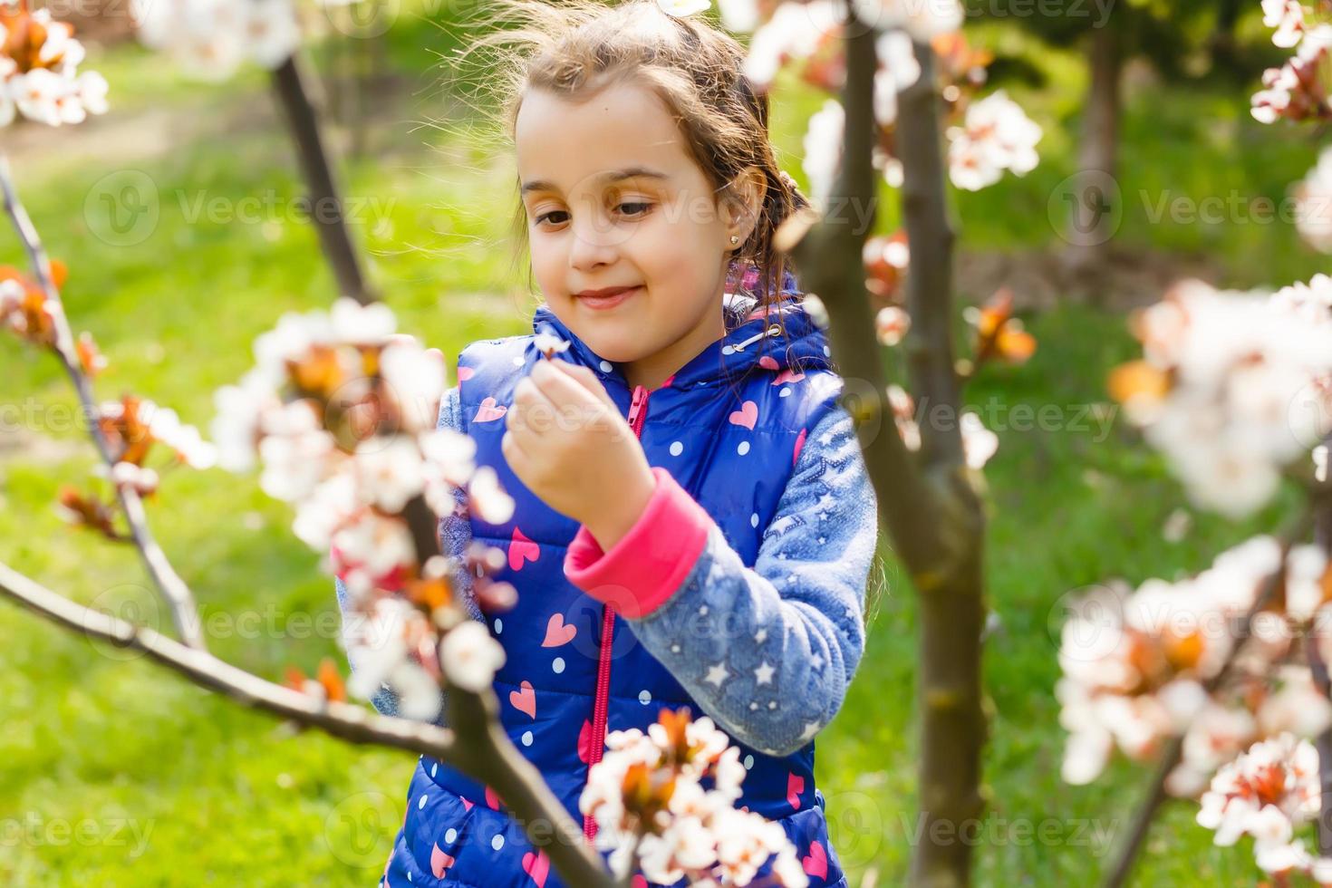 Beautiful girl's face with flowers photo