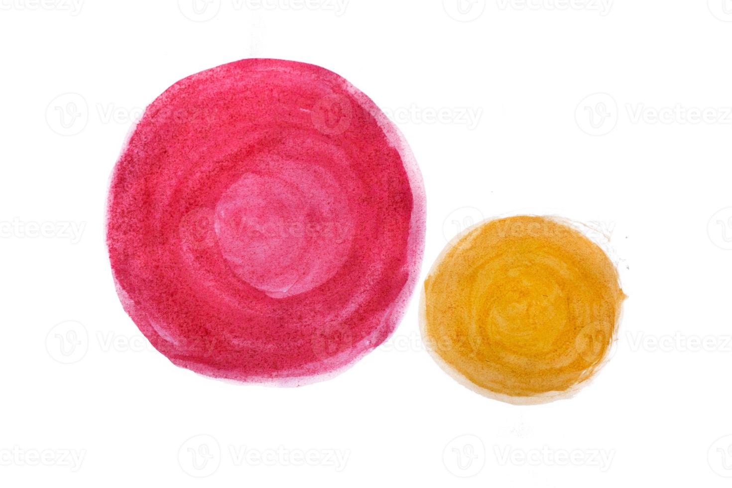 red and yellow watercolor abstract handmade circles photo