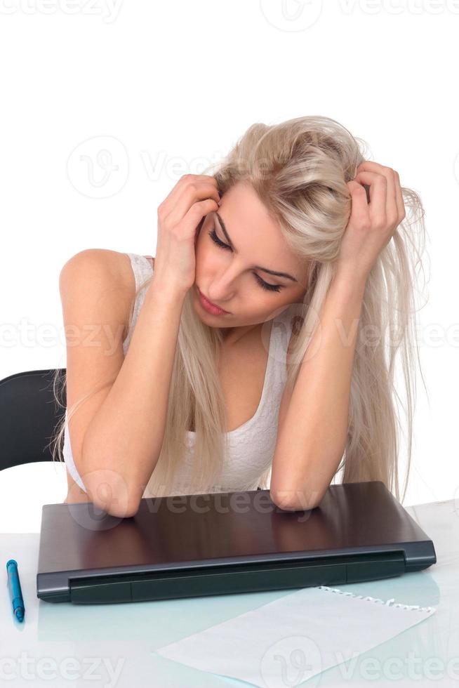 Girl with laptop photo