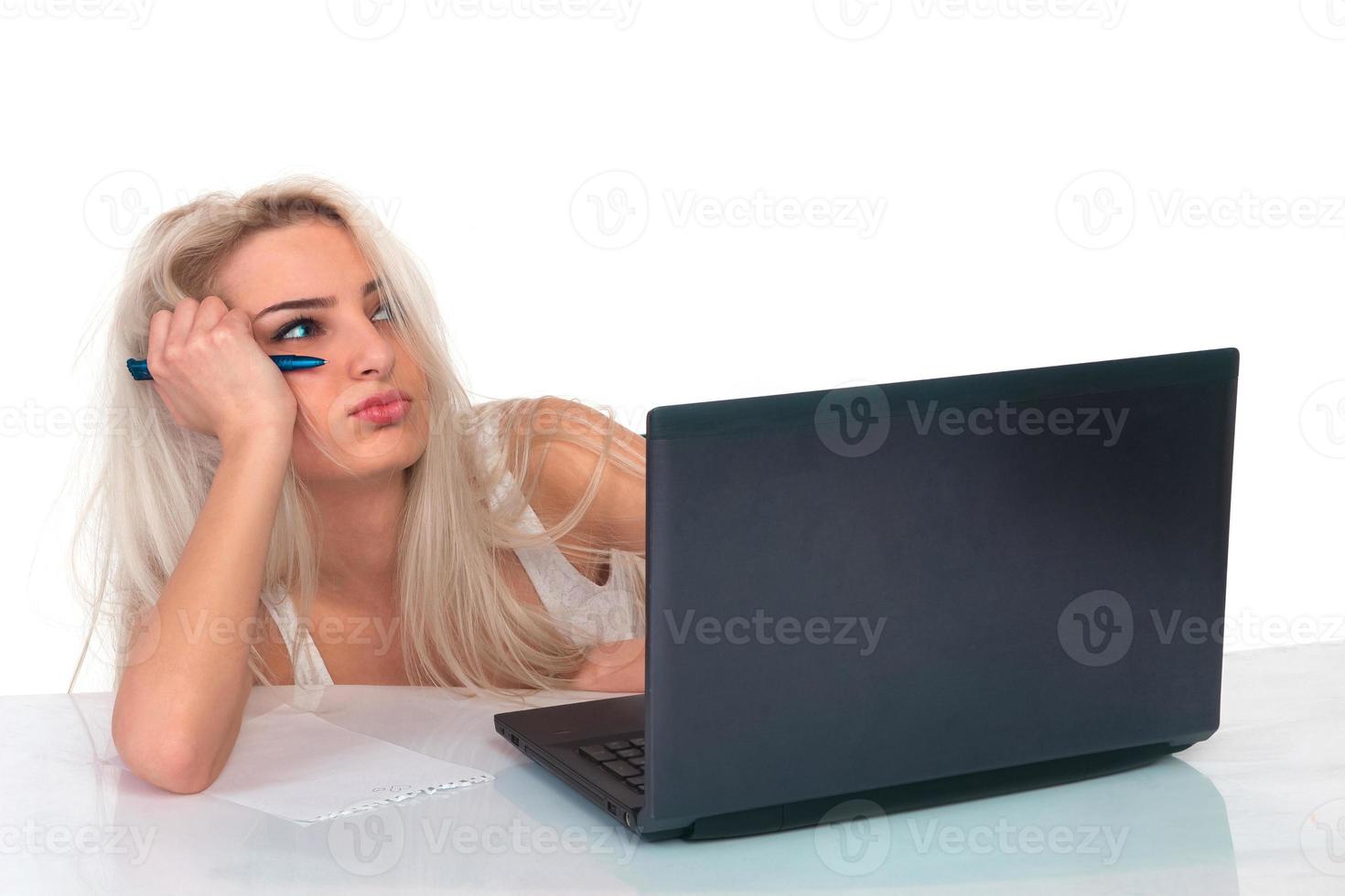 Girl with laptop photo