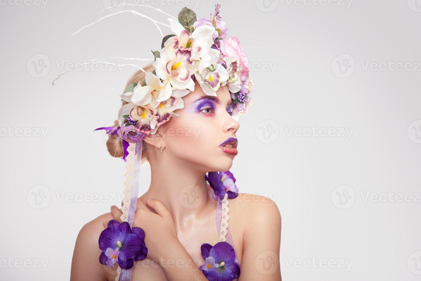 Beauty young woman with wreath on head photo