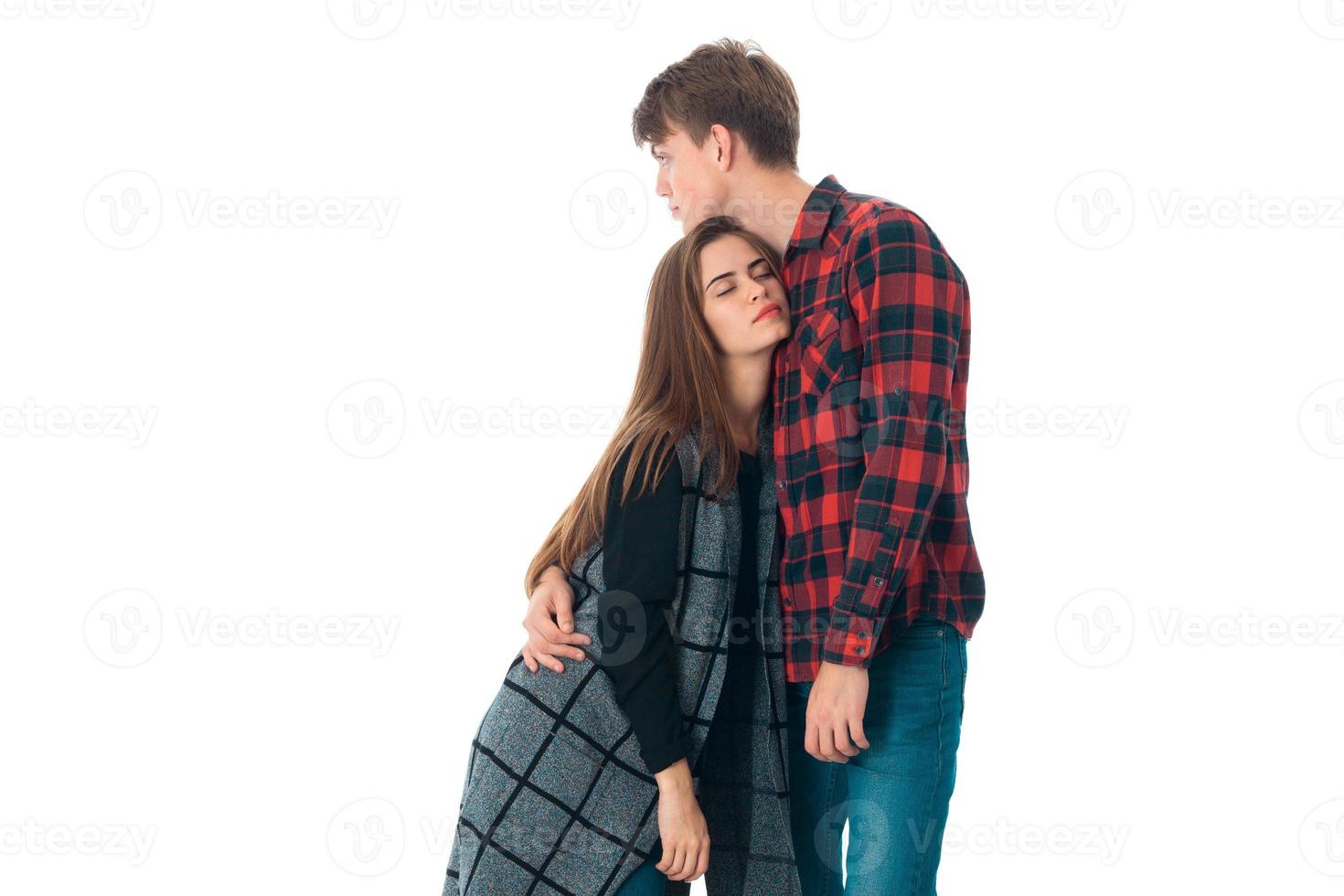 stylish couple in love in studio photo