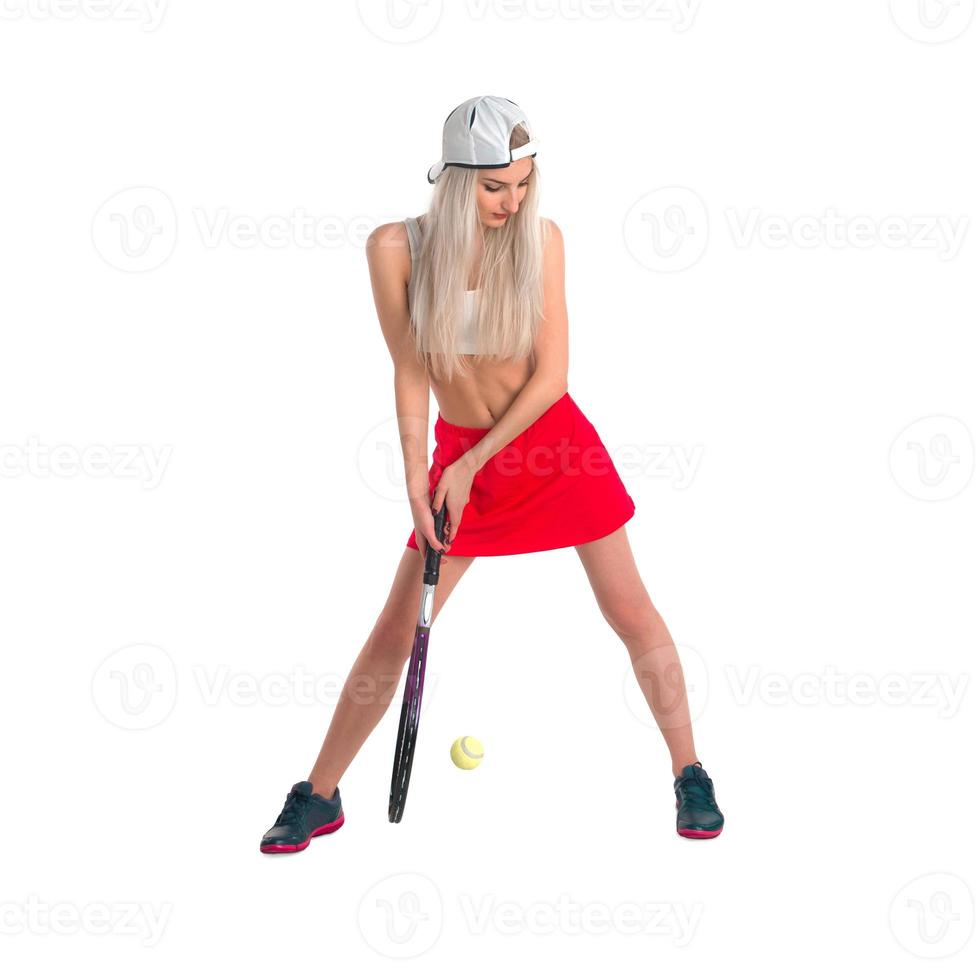 Tennis player with racket photo