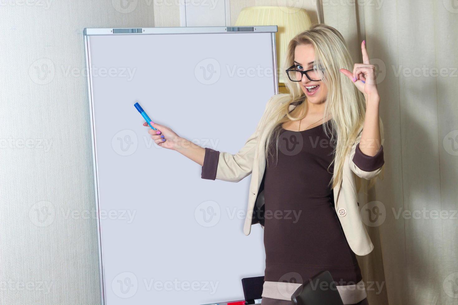 Blonde girl in the office photo