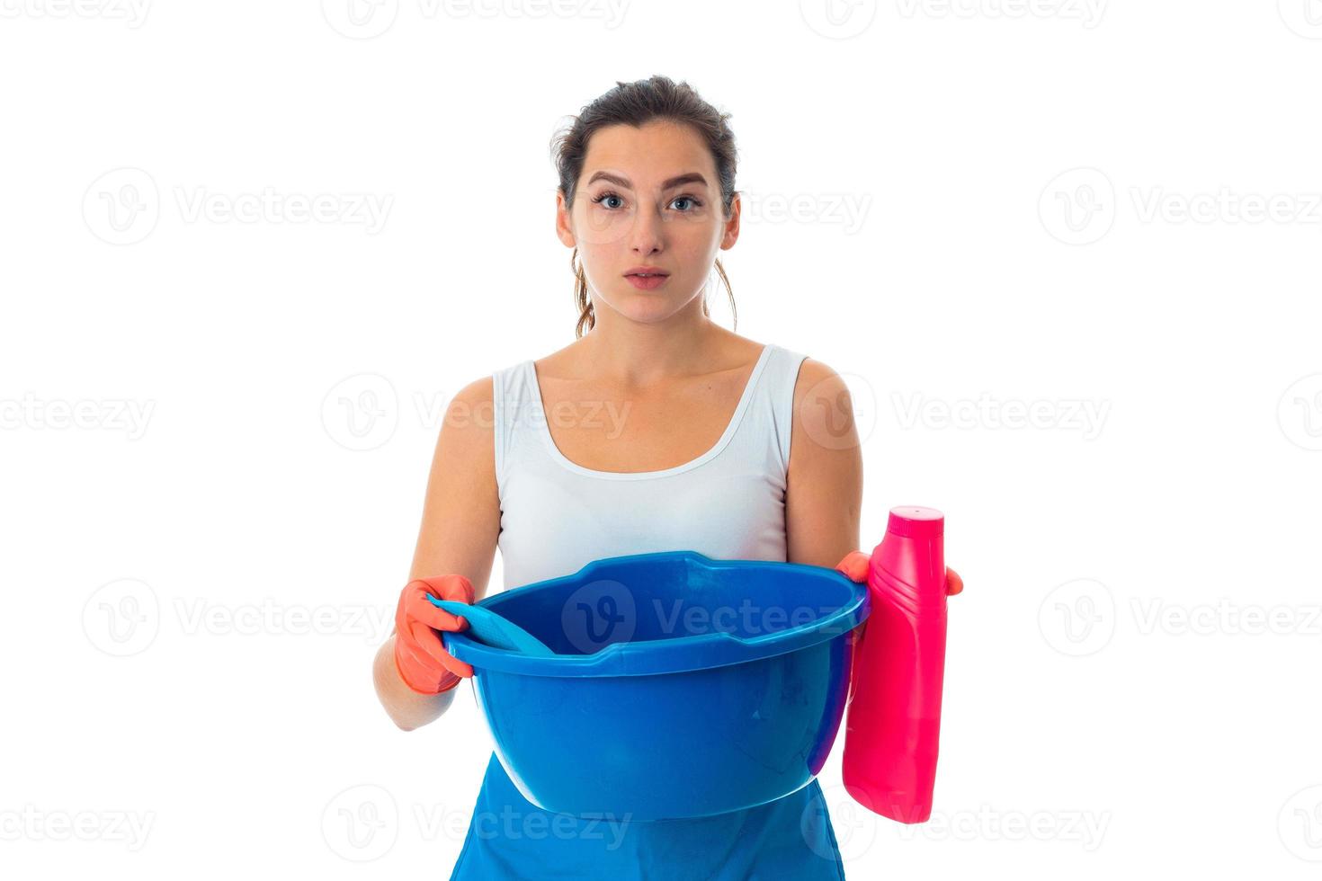 young maid woman with cleansers photo