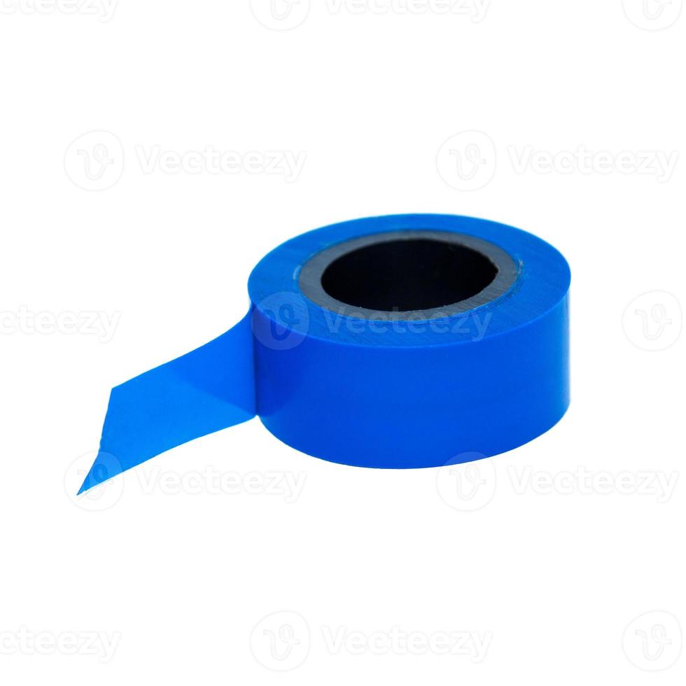 Blue tape on white background photo