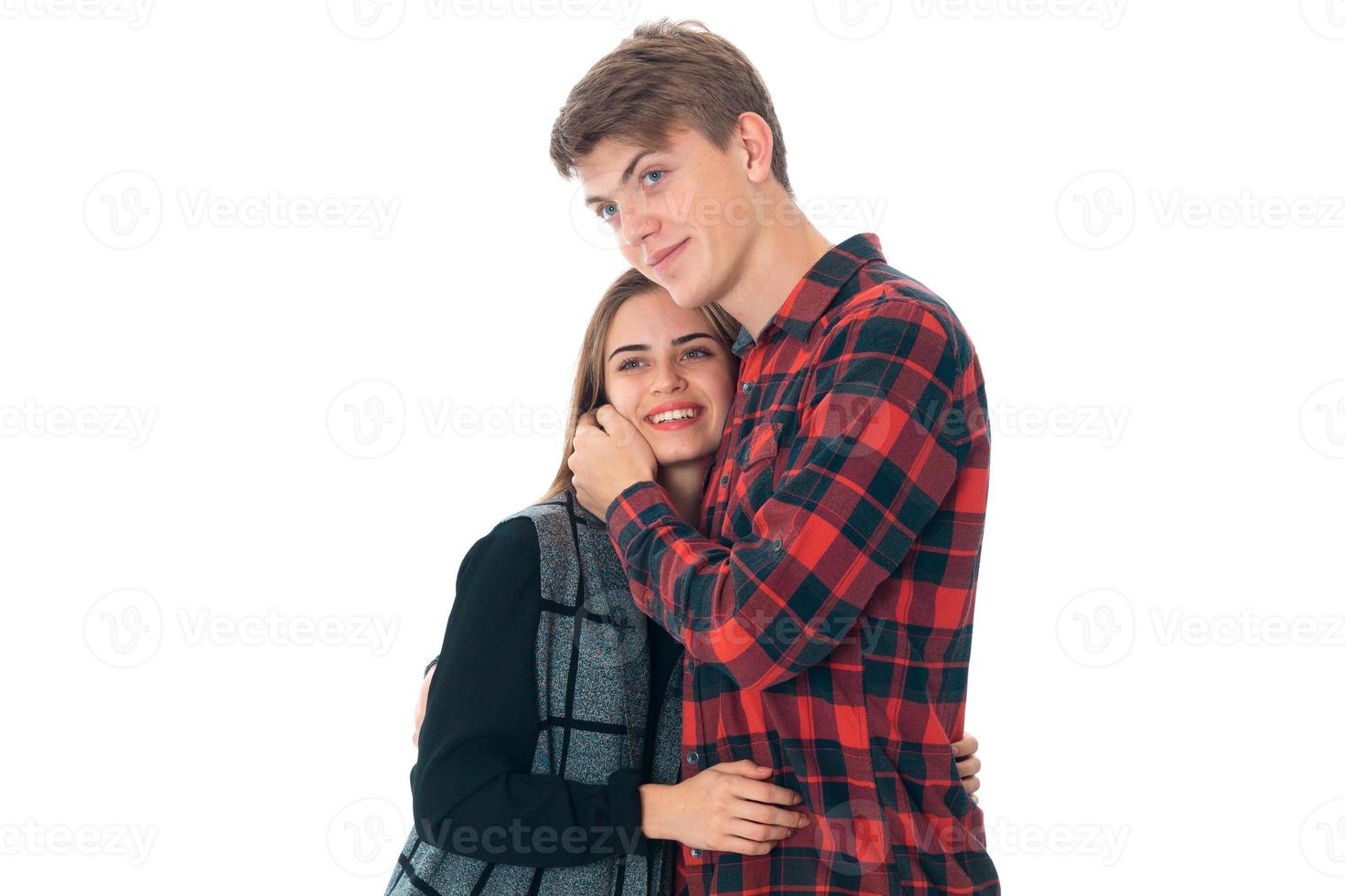 stylish couple in love in studio photo