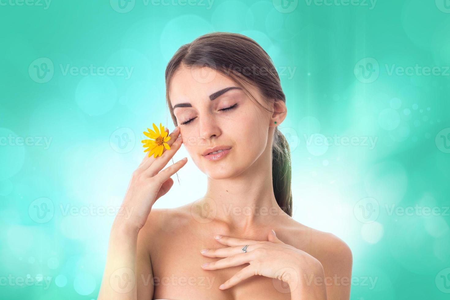 Young girl takes care her skin. photo