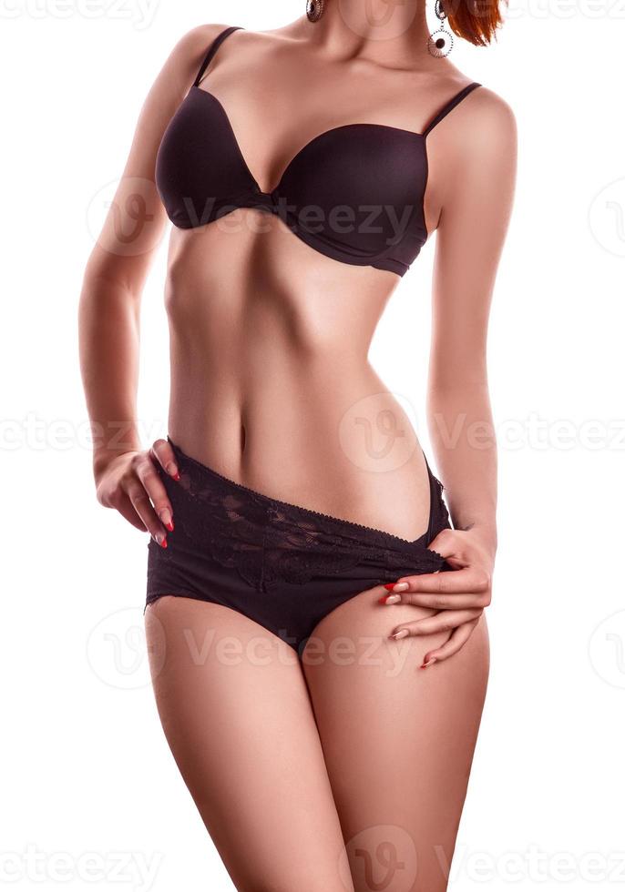 slim body in black lingerie photo