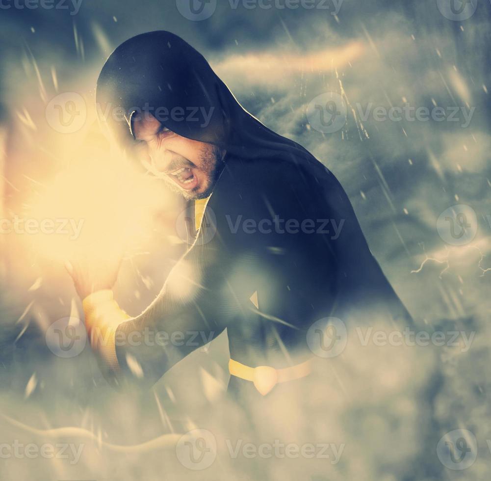 Photo of evil sorcerer in the smoke