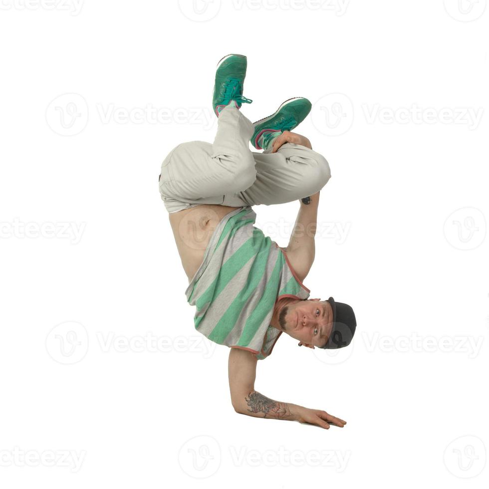 serious young man break dancer posing photo