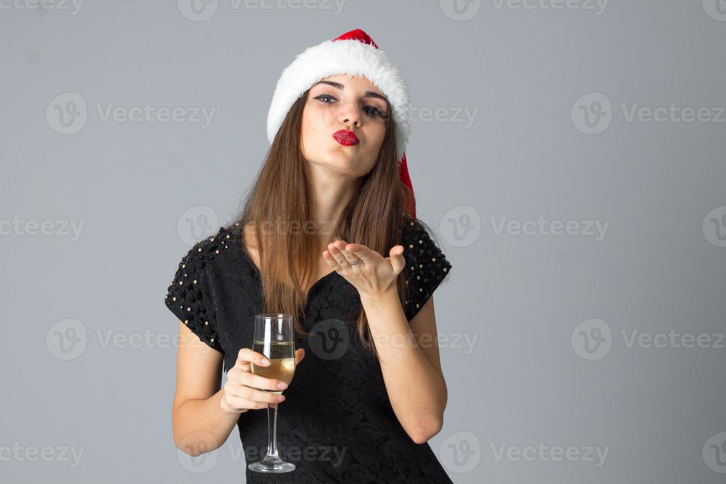 girl with glass of champagne photo