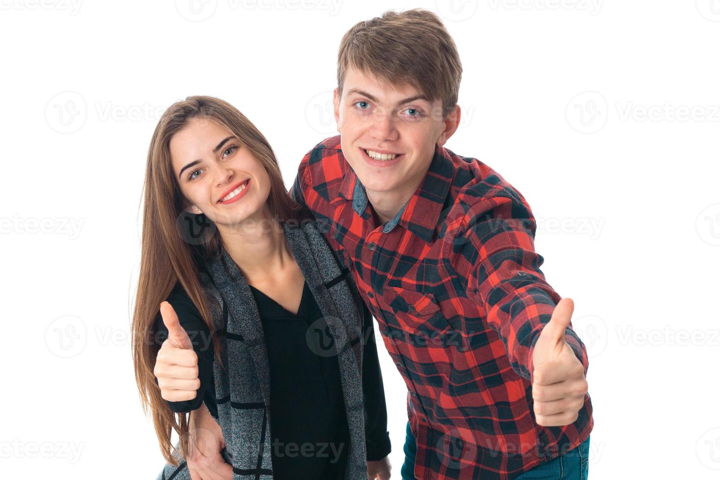 stylish couple in love in studio photo