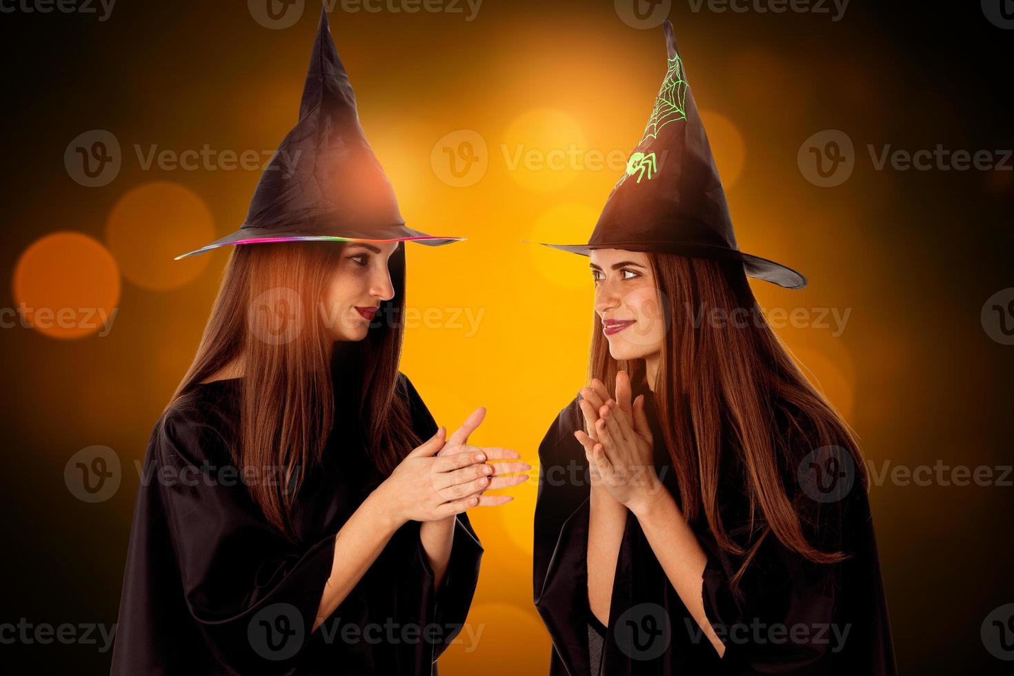 charming young girls in halloween style photo