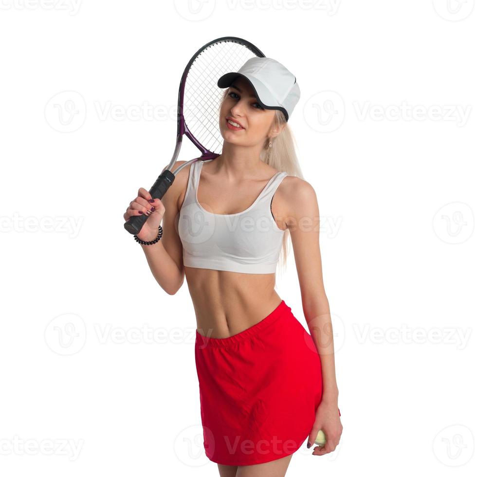 Tennis player with racket photo