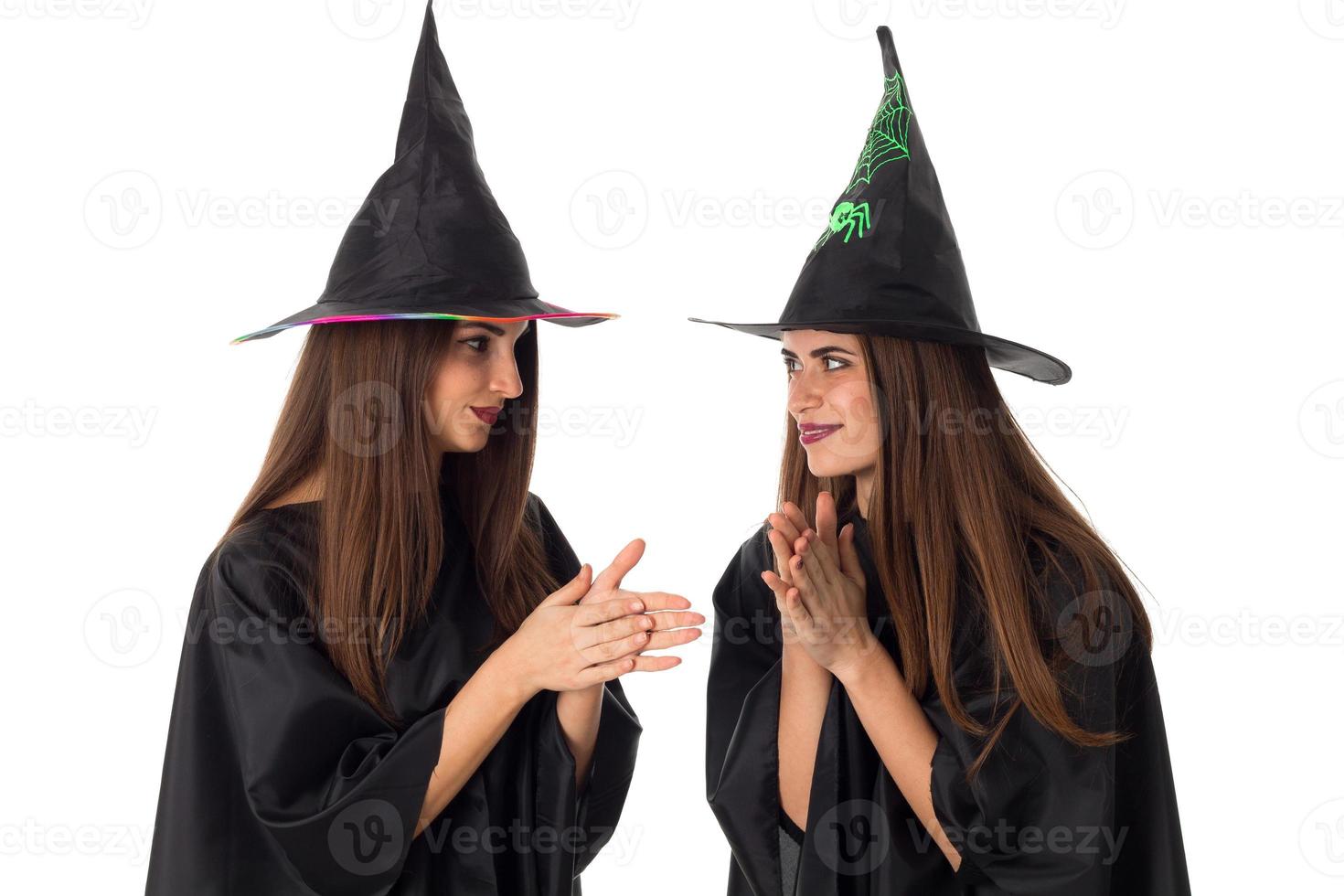 charming young girls in halloween style photo