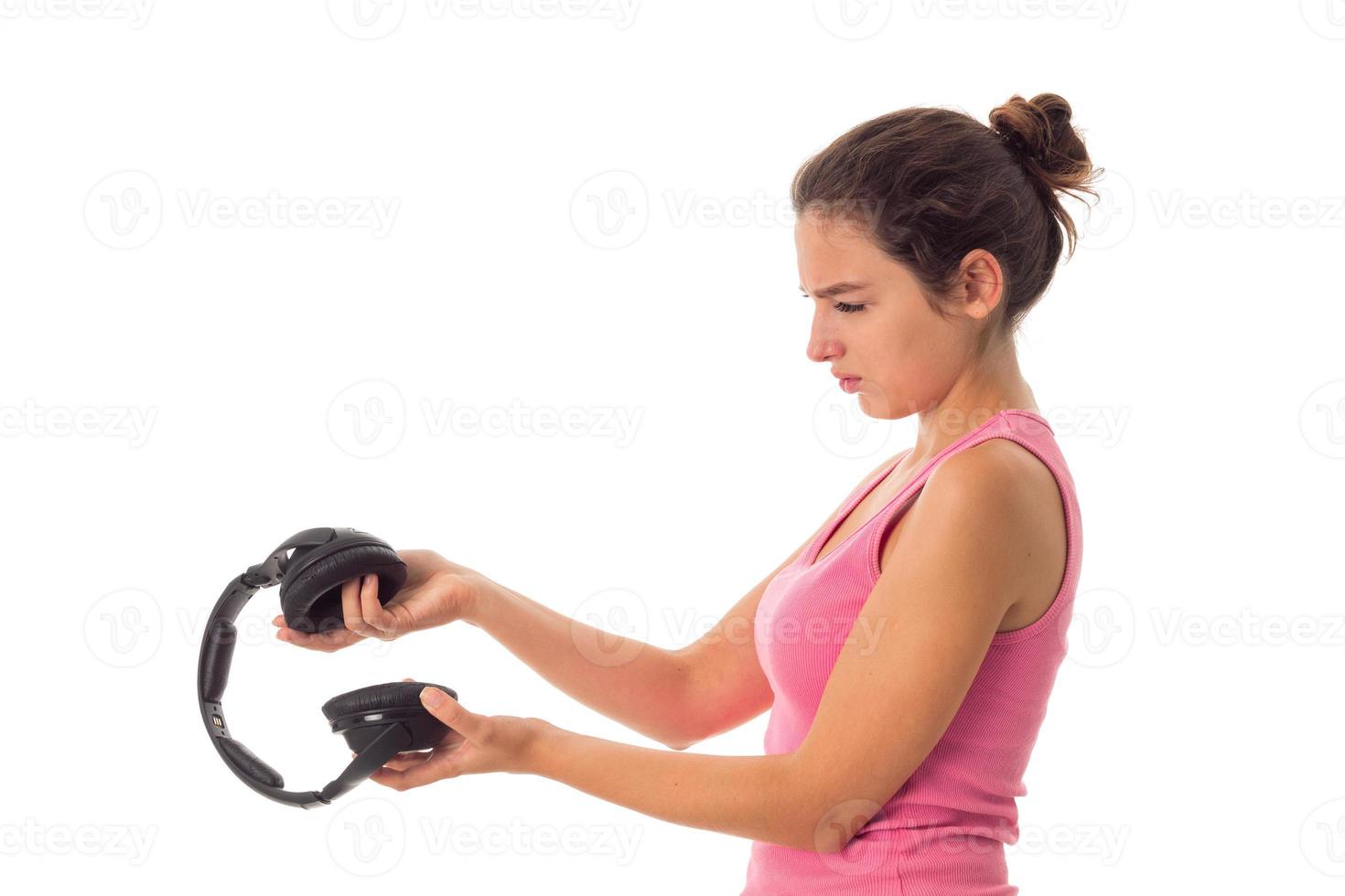 portrait of girl with headphones photo