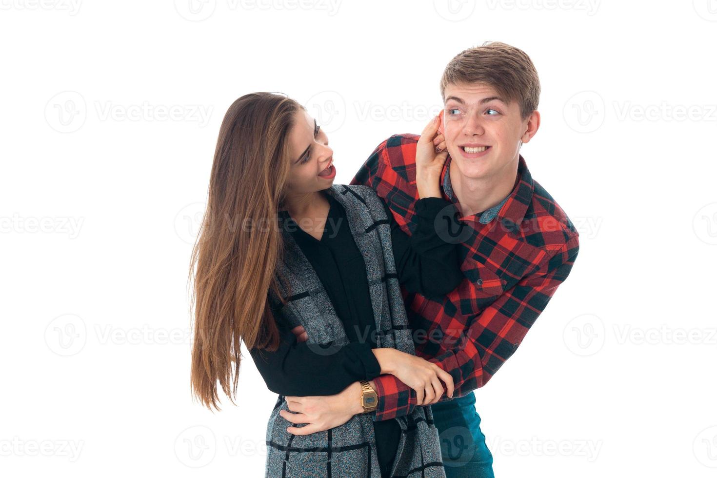 stylish couple in love in studio photo