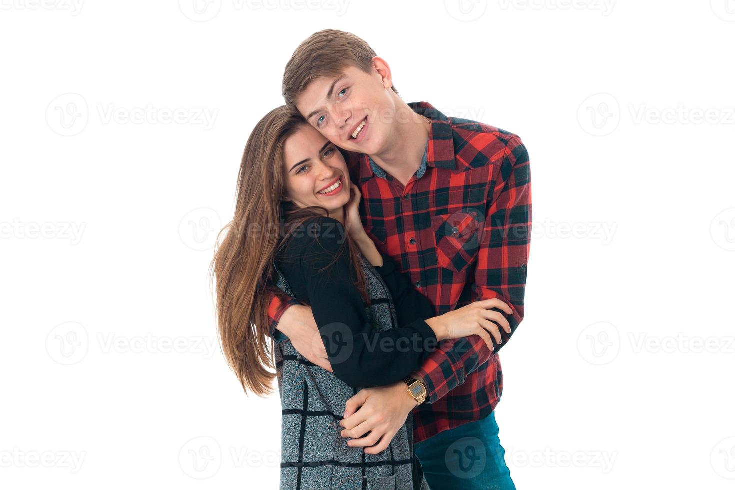 stylish couple in love in studio photo