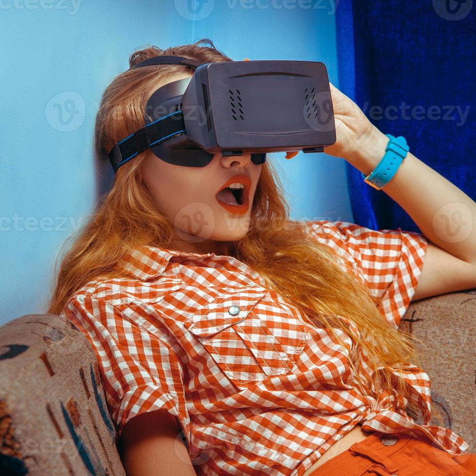 girl in virtual reality glasses photo