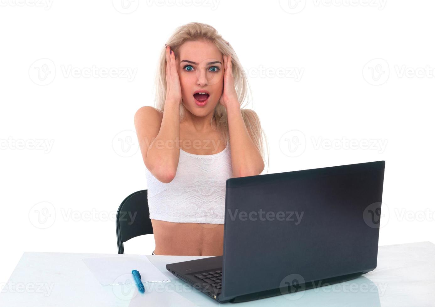 Girl with laptop photo