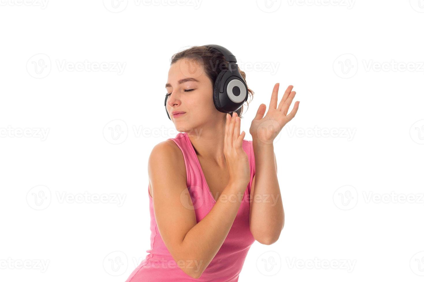 portrait of girl with headphones photo