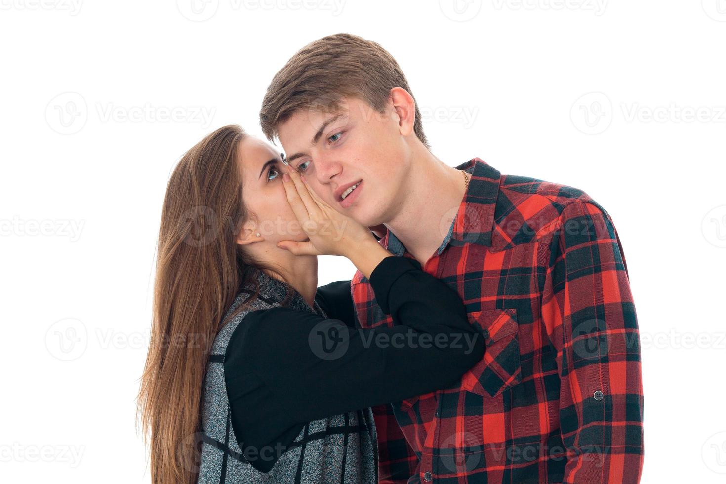 stylish couple in love in studio photo