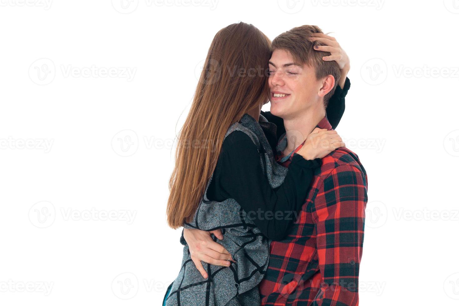 stylish couple in love in studio photo