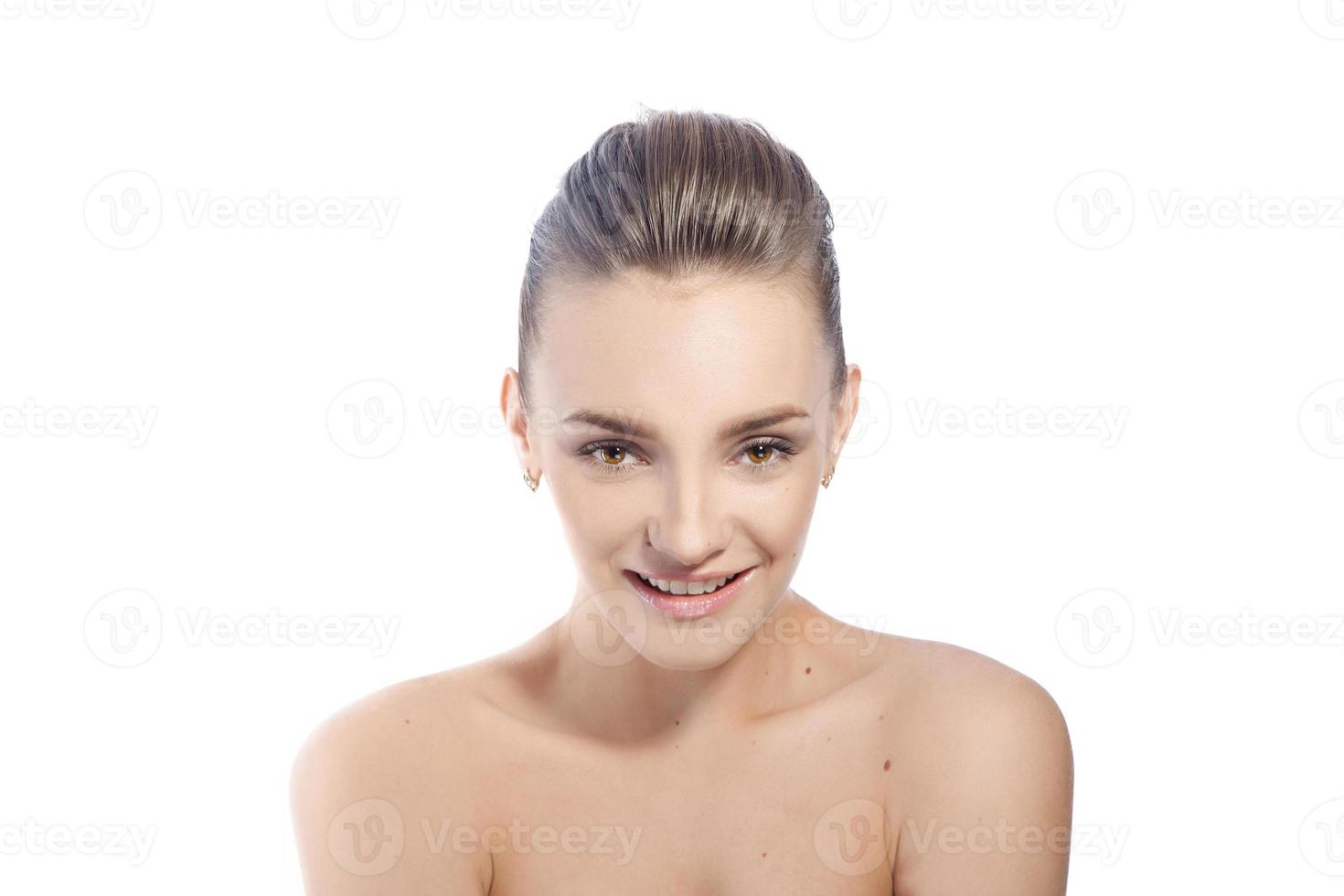 lady with brown eyes smiling in studio photo