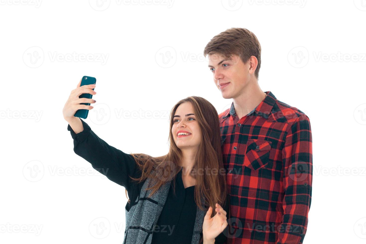 stylish couple in love in studio photo