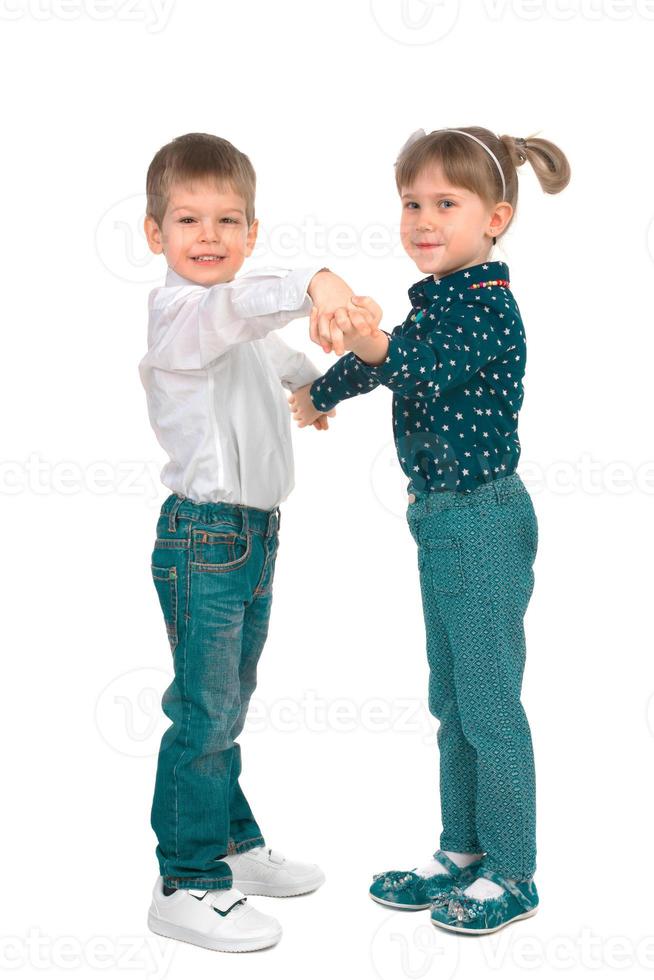 Children on a white background photo