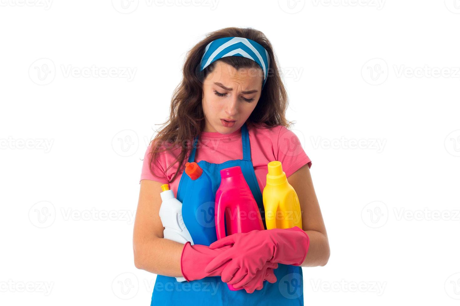 young maid woman with cleansers photo