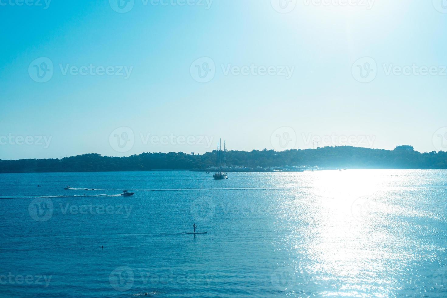 harbor beach at sea seascape sunset photo