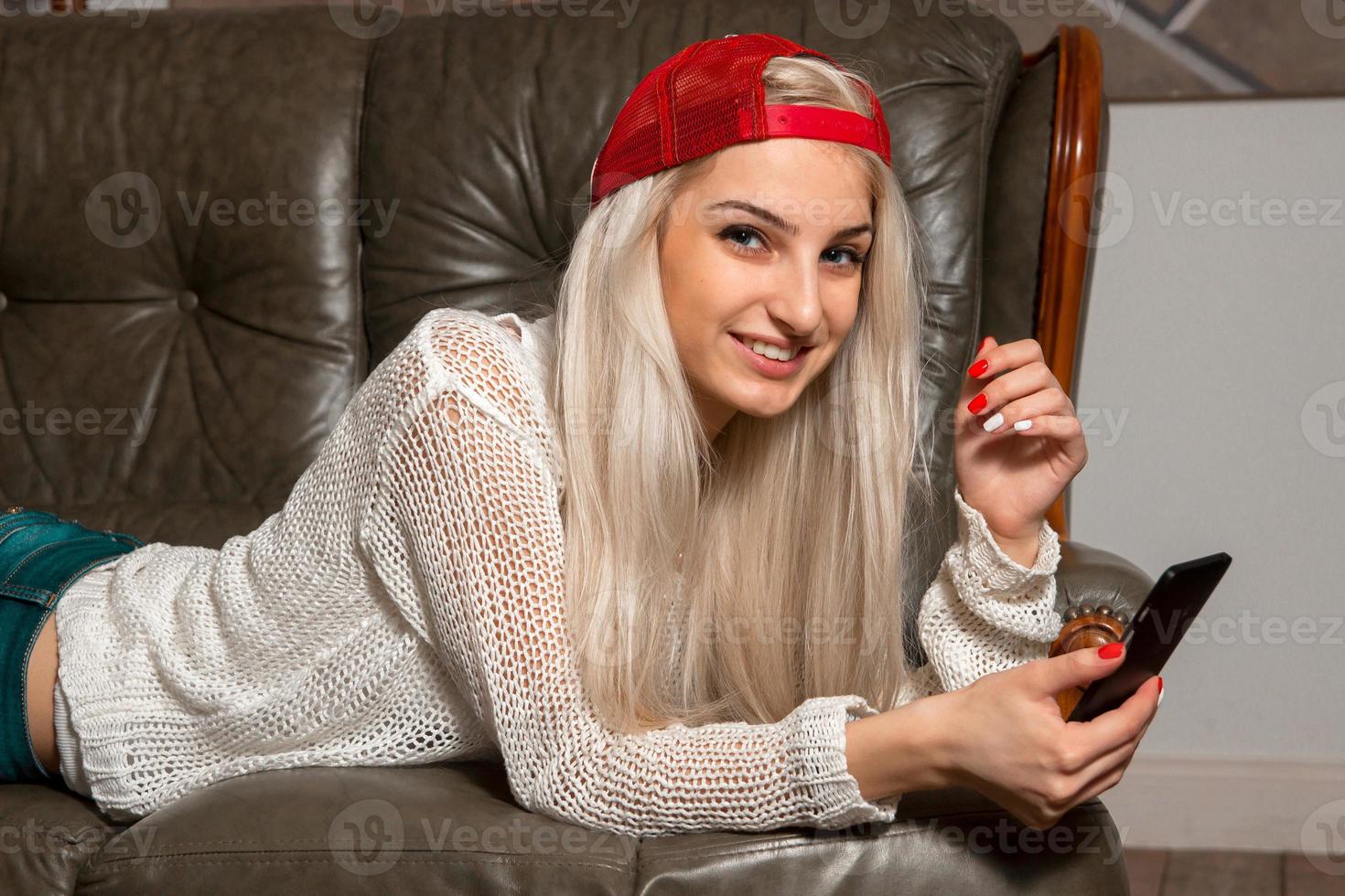 Girl with the phone photo