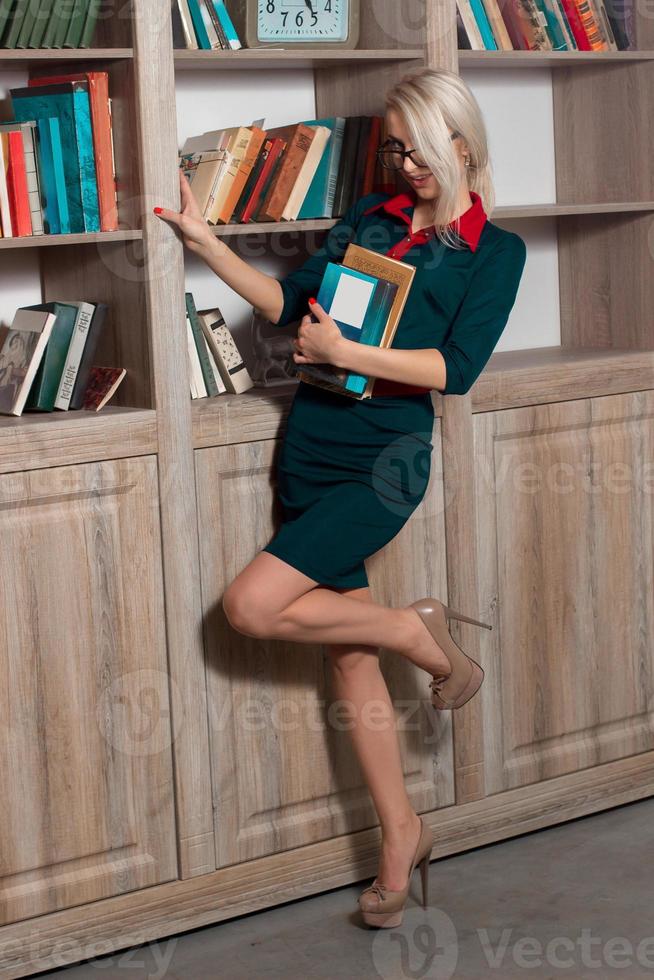 Beautiful girl in the library photo