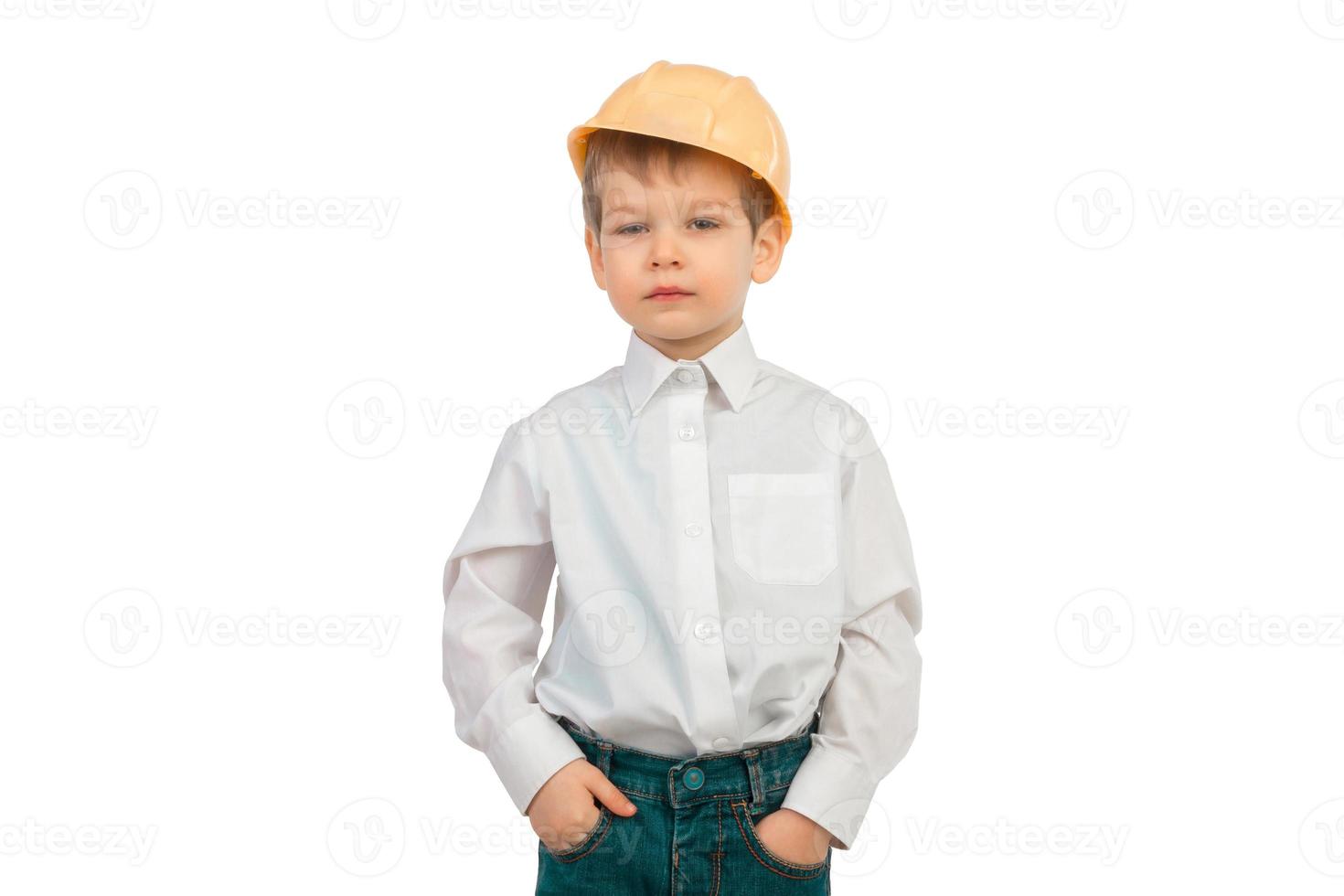 The little boy on a white background photo